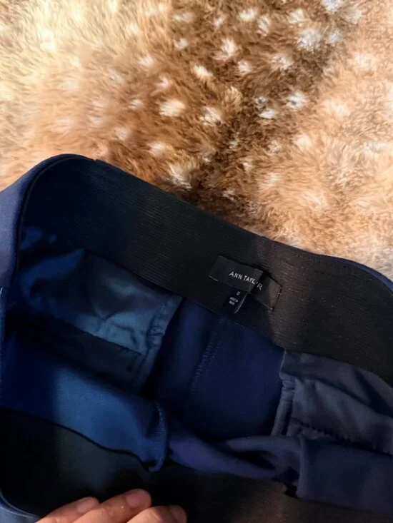 Ann Taylor Navy Wide Leg Pants High Rise Stretch Workwear 12 - Picture 6 of 8